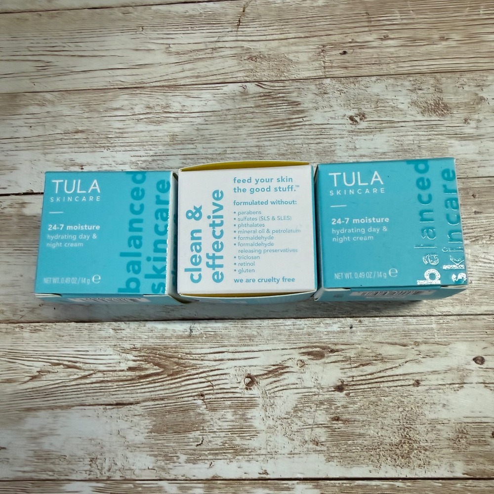 Tula Skincare 24-7 Moisture Day Night Cream Women 3pc 0.49oz Each Blue Hydrating